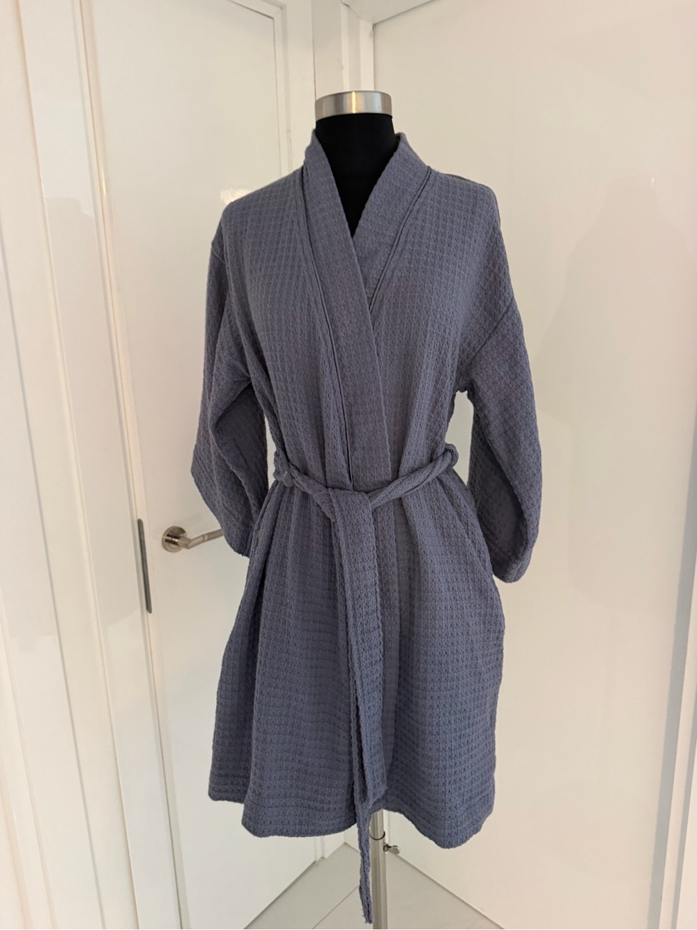 Nordstrom Waffle Knit Shawl-Collar Robe in Slate Blue